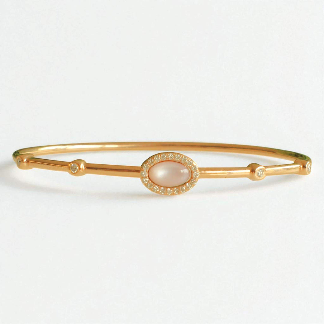 Ellipse Dual Styling Diamond Bracelet, 14k Solid Gold, Natural Diamonds, Mother Of Pearl, Gift For Her