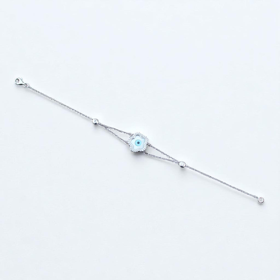 Evil Eye Charm Diamond Bracelet, Evil Eye Stone, 14k Solid Gold, Natural Diamonds, , Protection Jewelry Gift For Her