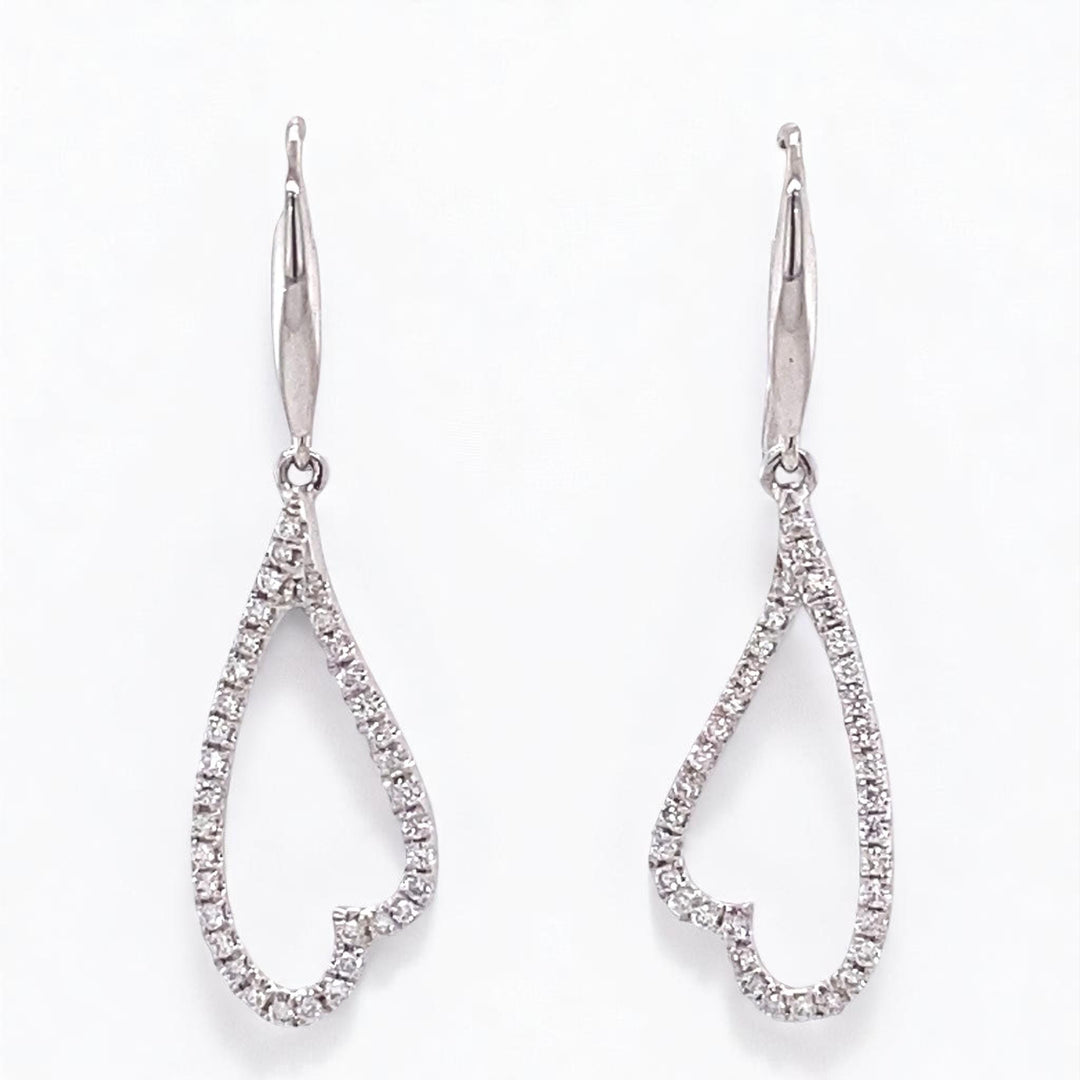 Open Heart Drop Earrings, 14k Solid Gold IGI Certified, Heart Everyday Dangle Earrings, Natural Diamonds, Lightweight Jewelry, Gift For Her