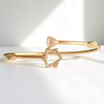 Load image into Gallery viewer, Star Triangle Natural Diamond Bracelet: 14k Solid Gold Mother Of Pearl Dual Styling Cuff Bangle, Statement Jewellery, Certified Jewelry
