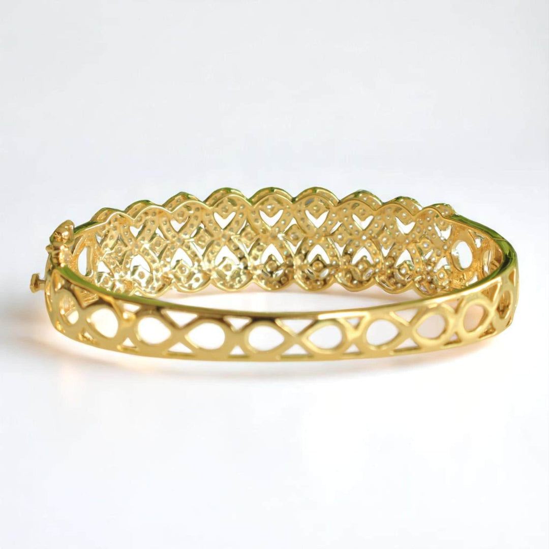 Infinity Diamond Bracelet, 14k Solid Gold, Natural Diamonds, Cluster Statement Jewelry, Bridal Wedding Jewelry, Wide Bangle Bracelet