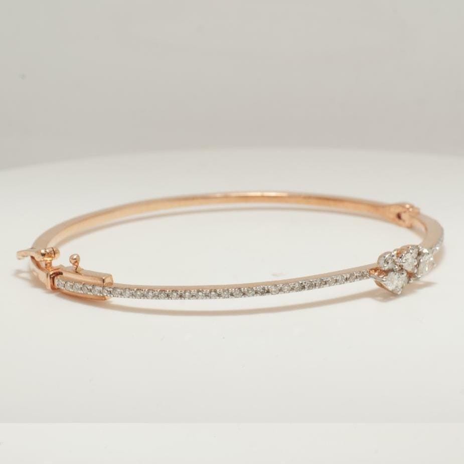 Marquise Cluster Diamond Bracelet, 14k Solid Gold,  Natural Diamonds, Stackable Minimalistic Bangle, Statement Jewelry