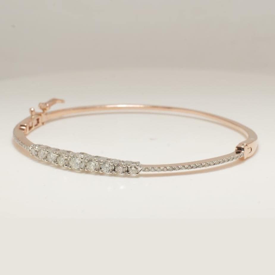Solitaire Diamond Cuff Bracelet, 14k Solid Gold, Natural Diamonds, Stackable Bangle Bracelet, Minimalist Statement Jewelry