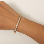 Load image into Gallery viewer, Filigree Natural Diamond Channel Bangle Bracelet: 14k Solid Gold Wedding Statement Jewelry, Certified Jewelry
