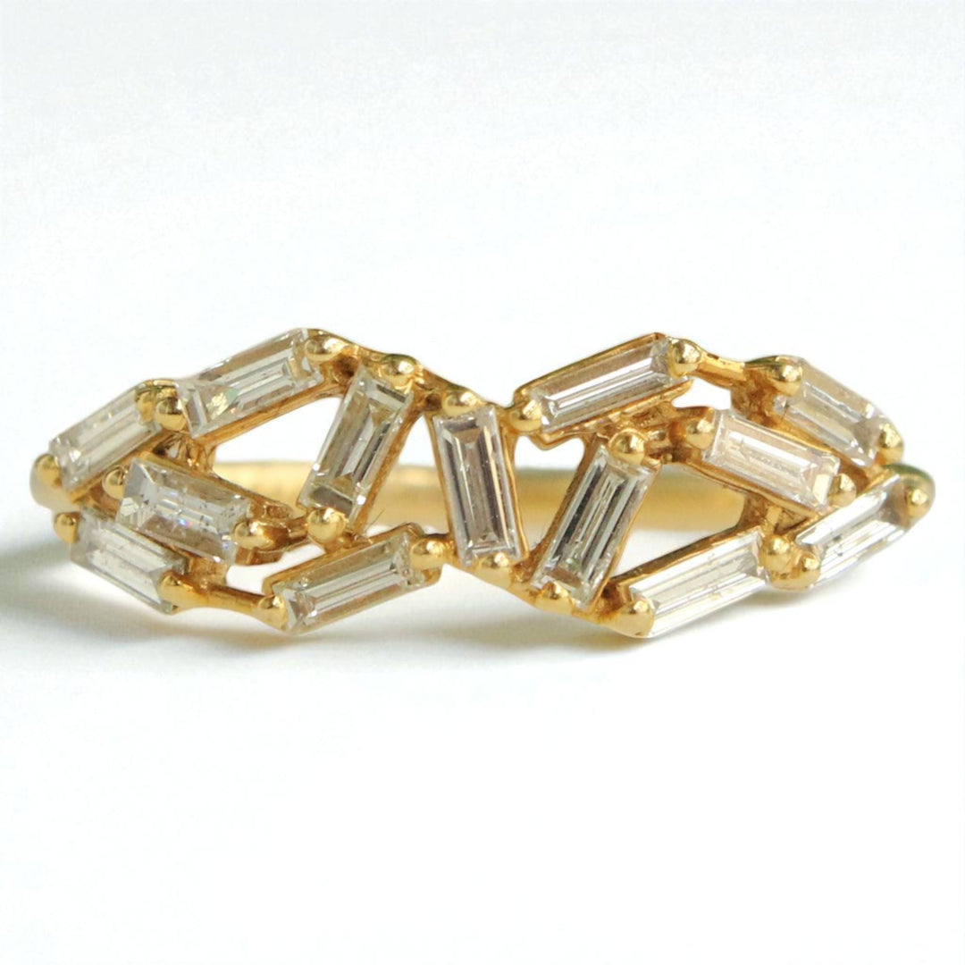 Baguette Diamond Ring, 14k Solid Gold, Natural Diamond, , Everyday Wear Jewelry Gift For Her