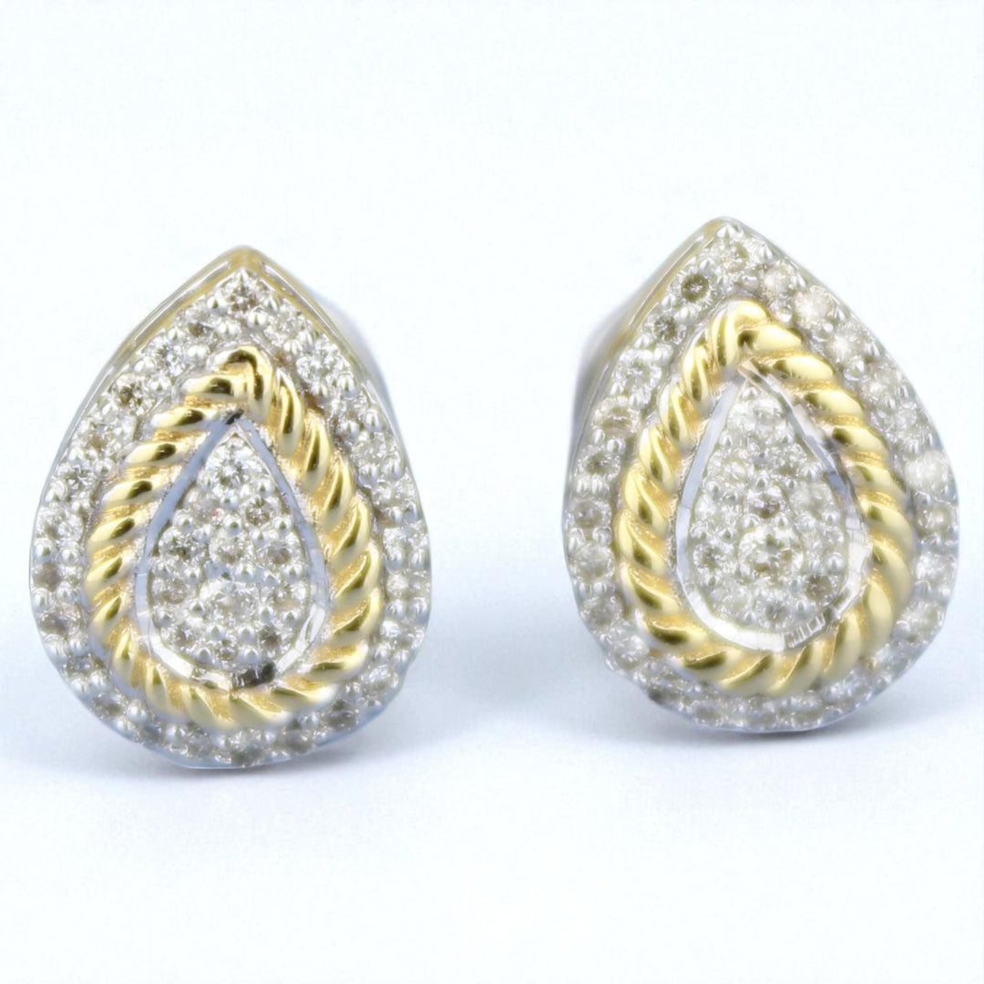 Pear Shaped Coiled Design Stud Earrings, 14K Solid Gold, Natural Earrings, , Everyday Jewelry Gift For Her