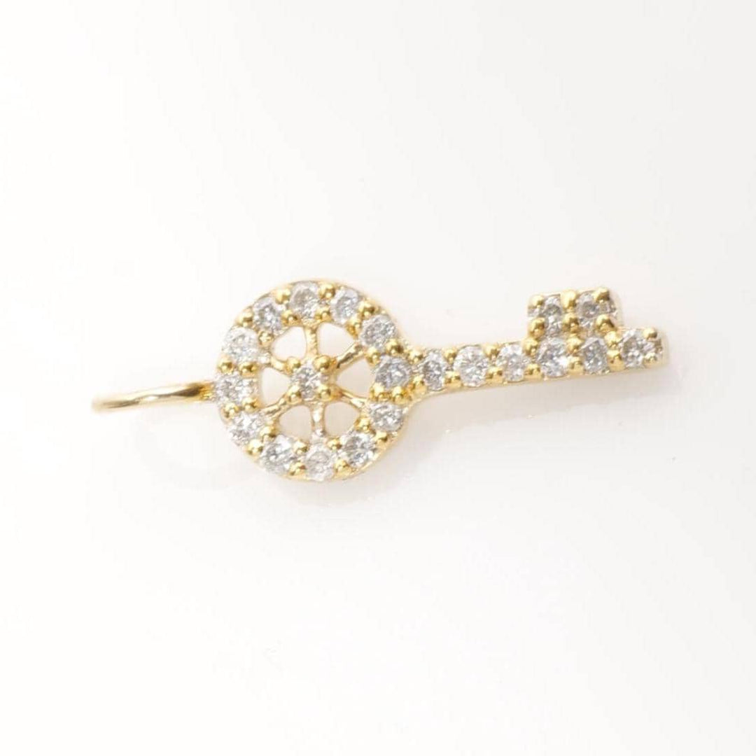 Key Diamond Charm Pendant, 14k Solid Gold, Natural Diamonds, Tiny Key Necklace, Lucky Watch charm, CHRISTMAS SALE