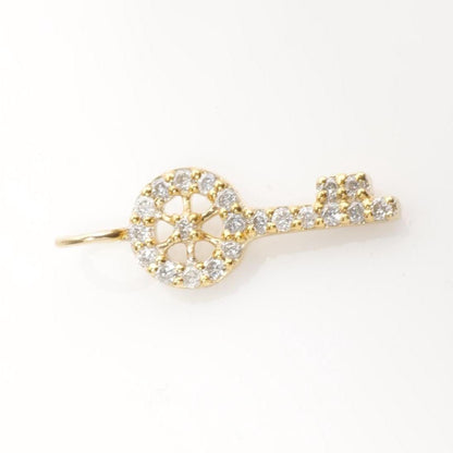 Key Natural Diamond Charm Pendant: 14k Solid Gold Tiny Stackable Necklace, Certified Jewelry, Ready To Ship