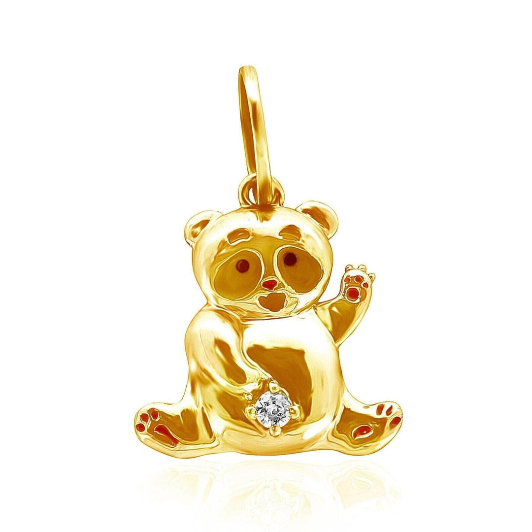 Panda Charm Diamond Pendant, 14k Solid Gold, Natural Diamonds, Animal Jewelry, Gift For Her