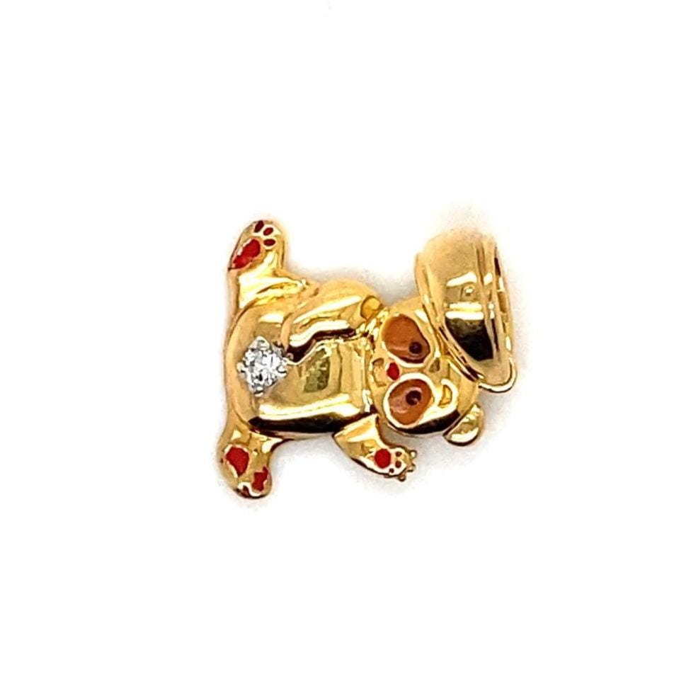 Panda Charm Diamond Pendant, 14k Solid Gold, Natural Diamonds, Animal Jewelry, Gift For Her