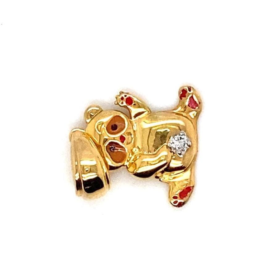 Panda Charm Diamond Pendant, 14k Solid Gold, Natural Diamonds, Animal Jewelry, Gift For Her