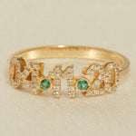 Load image into Gallery viewer, Persaonalized Date Diamond Ring , 14k Solid Gold Ring Statement Ring , Natural Diamonds , Gift For Her
