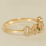 Load image into Gallery viewer, Persaonalized Date Diamond Ring , 14k Solid Gold Ring Statement Ring , Natural Diamonds , Gift For Her
