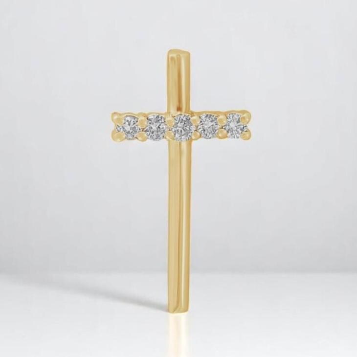 Diamond Cross Pendant, 14k Solid Gold, Natural Diamonds, Religious Jewelry With Adjustable Chain, Everyday Faith Necklace