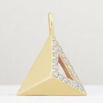 Load image into Gallery viewer, Pyramid Diamond Charm Pendant, 14k Solid Gold, Natural Diamonds, Geometric Triangle Charm, Stackable Jewelry With Adjustable Chain
