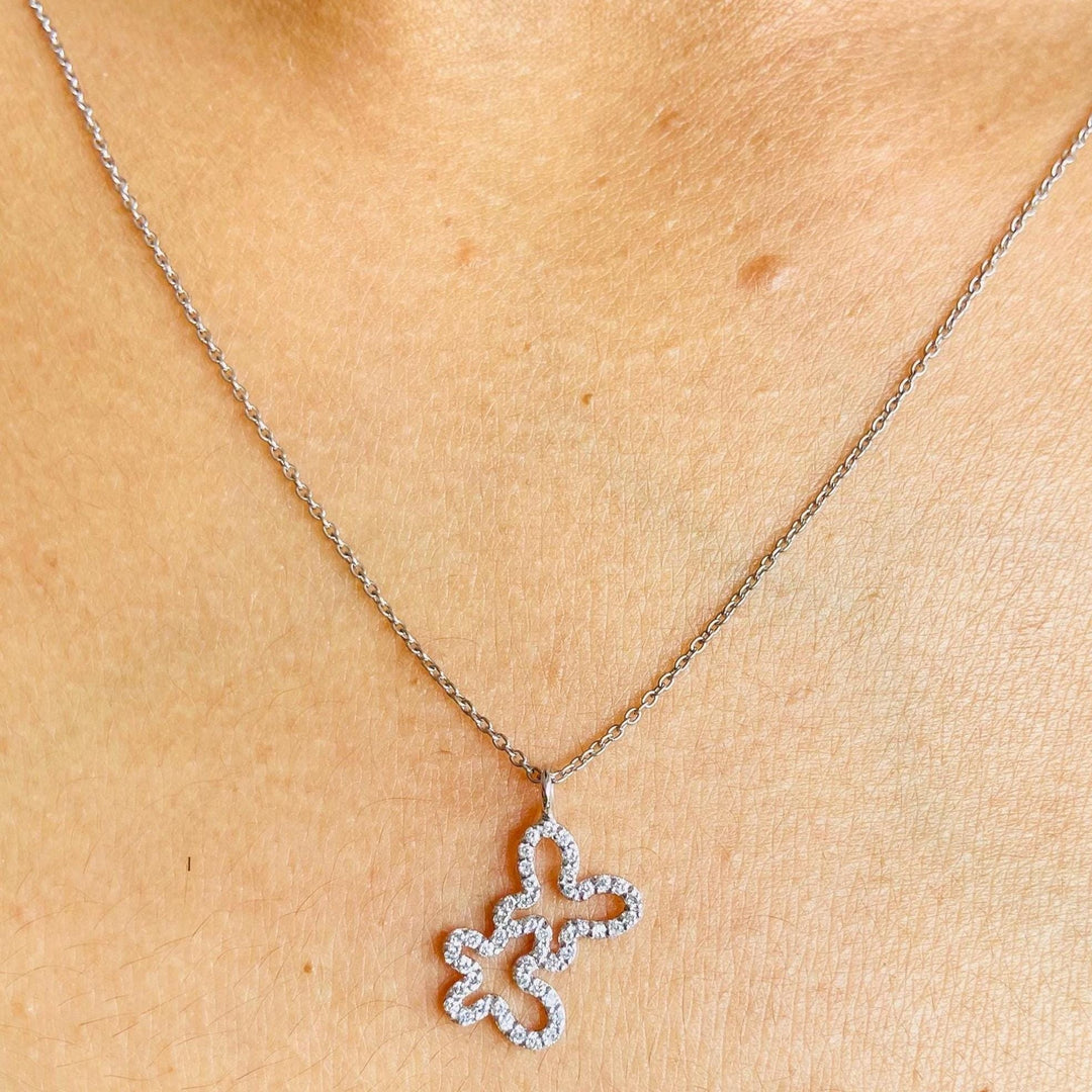 Butterfly Charm Diamond Pendant, 14k Solid Gold, Natural Diamonds, Abstract Wing Charm, Animal Jewelry, Everyday Stacking Necklace