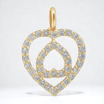 Load image into Gallery viewer, Double Heart Diamond Charm Pendant, Natural Diamonds, 14k Solid Gold, Minimalist Stacking Necklace, Everyday Jewelry, Love Promise Charm
