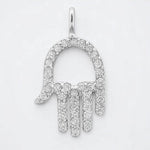 Load image into Gallery viewer, Hamsa Hand Natural Diamond Charm Pendant: 14k Solid Gold Everyday Protection Jewelry, Minimalist Necklace, Certified Jewelry, Ready To Ship
