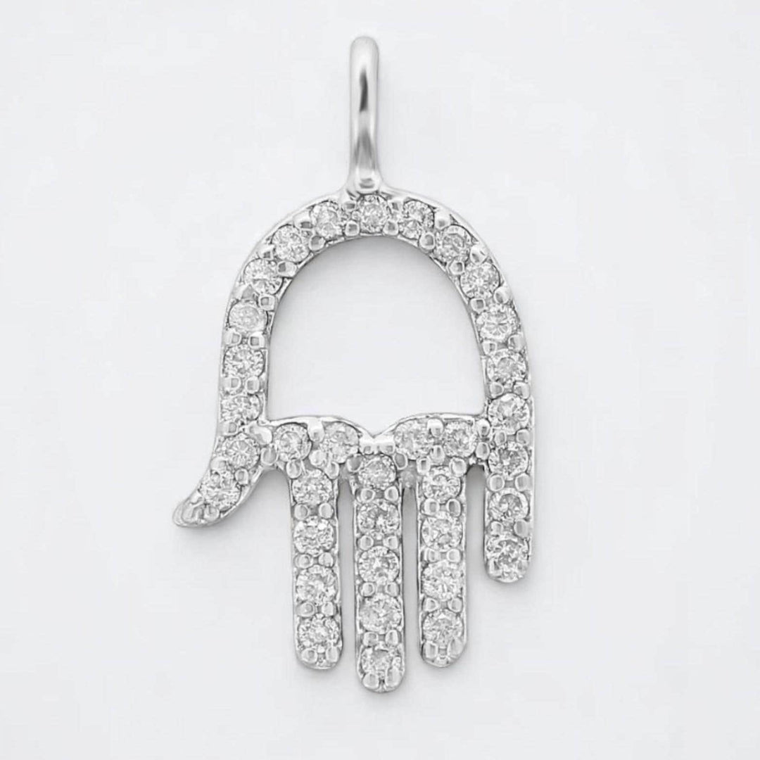 Hamsa Hand Natural Diamond Charm Pendant: 14k Solid Gold Everyday Protection Jewelry, Minimalist Necklace, Certified Jewelry, Ready To Ship