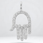 Load image into Gallery viewer, Hamsa Hand Diamond Charm Pendant, 14k Solid Gold, Natural Diamonds, Everyday Protection Bracelet, Minimalist Necklace, Stackable Jewelry
