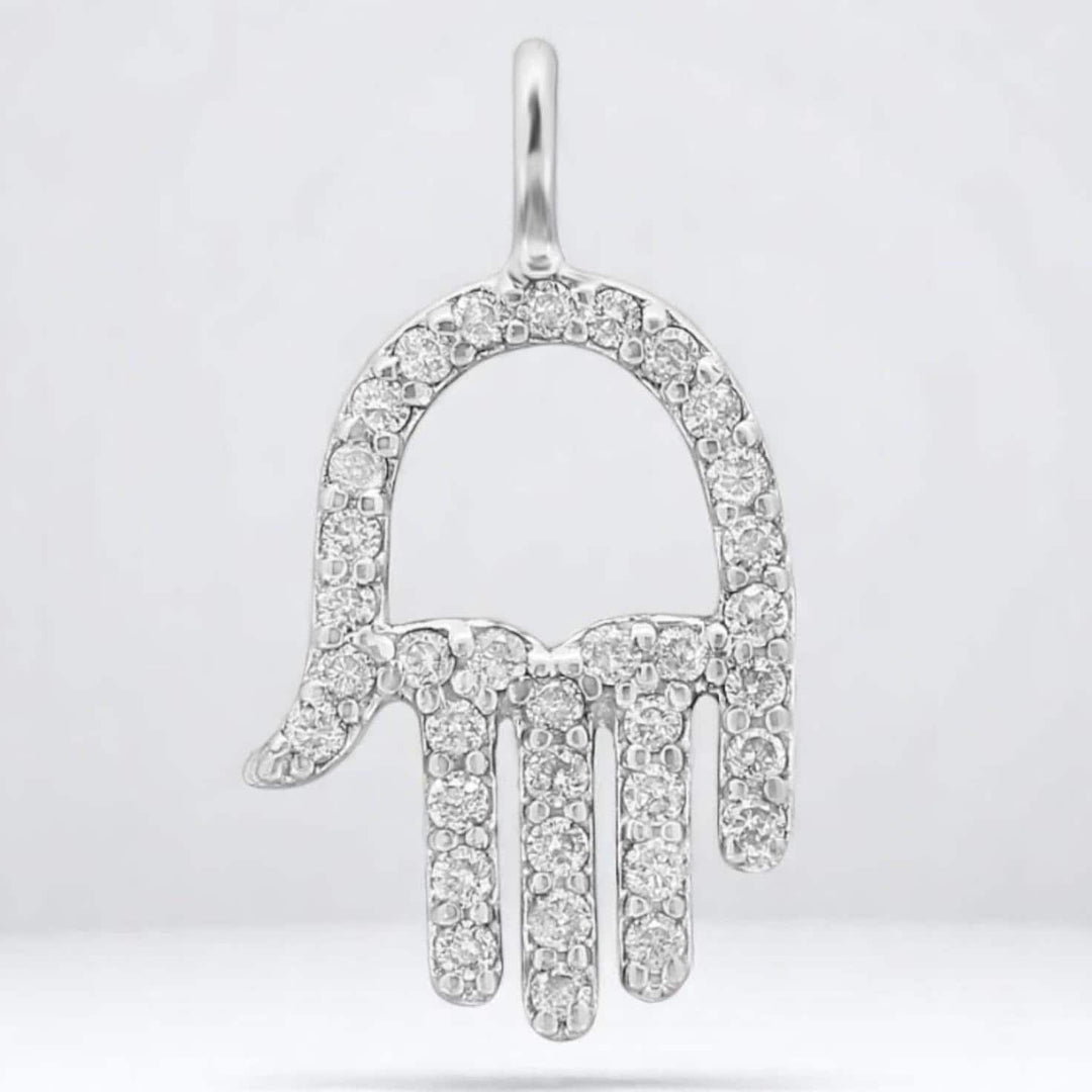 Hamsa Hand Natural Diamond Charm Pendant: 14k Solid Gold Everyday Protection Jewelry, Minimalist Necklace, Certified Jewelry, Ready To Ship
