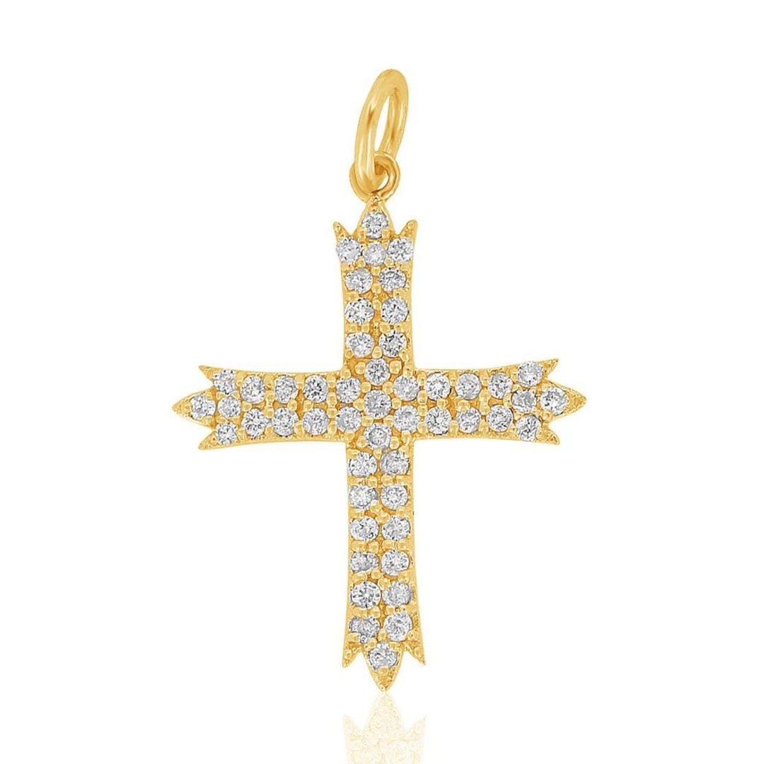 Diamond Cross Pendant, 14k Solid Gold, Natural Diamonds, Religious Charm With Adjustable Chain,  Minimalist Everyday Jewelry
