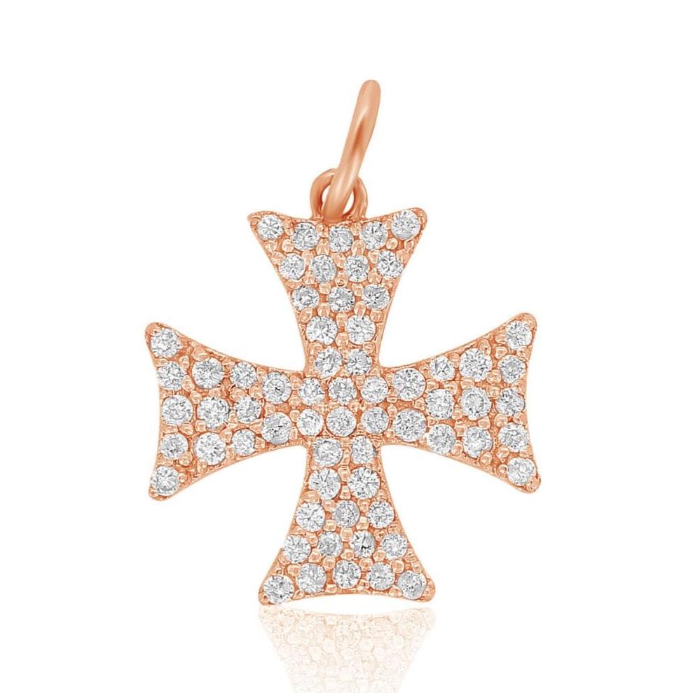Diamond Cross Pendant, 14k Solid Gold, Natural Diamonds, Crusader Cross Necklace With Adjustable Chain, Everyday Minimalist Jewelry