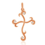 Load image into Gallery viewer, Diamond Cross Pendant, 14k Solid Gold, Natural Diamonds, Scroll Cross Necklace With Adjustable Chain, Everyday Minimalist Jewelry
