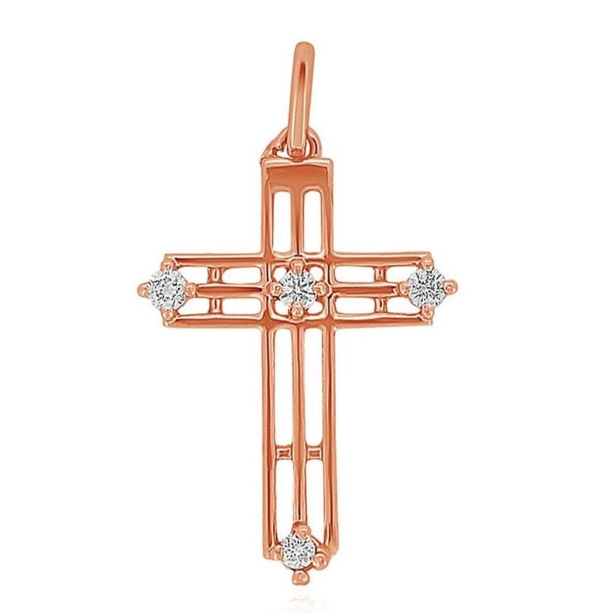 Diamond Cross Pendant, 14k Solid Gold, Natural Diamonds, Faith Necklace With Adjustable Chain, Everyday Minimalist Jewelry