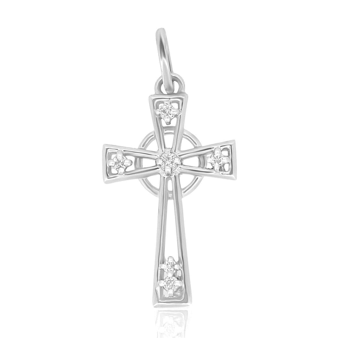 Diamond Celtic Cross Pendant, 14k Solid Gold, Natural Diamonds, Religious Necklace With Adjustable Chain, Everyday Minimalist Jewelry