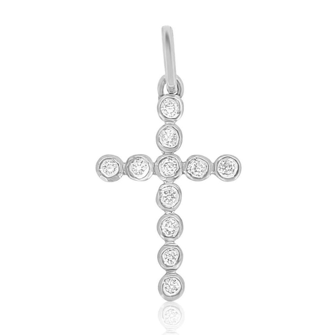 Diamond Cross Pendant, 14k Solid Gold, Natural Diamonds, Bezel Set Religious Jewelry, Everyday Minimalist Necklace With Adjustable Chain