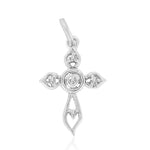 Load image into Gallery viewer, Floral Diamond Cross Pendant, 14k Solid Gold, Natural Diamonds, Petal Faith Necklace With Adjustable Chain, Everyday Minimalist Jewelry
