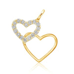 Load image into Gallery viewer, Double Heart Gold Charm Pendant, 14k Solid Gold, Natural Diamonds, Intertwined Love Necklace, Everyday Minimalist Jewelry
