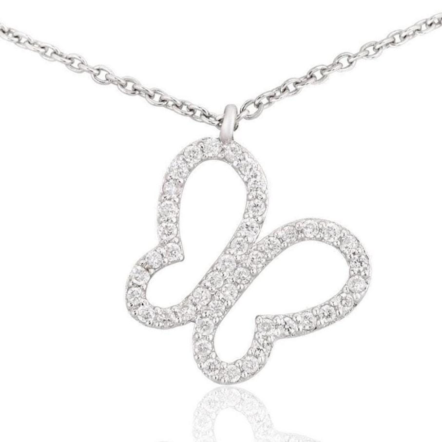 Butterfly Diamond Charm, 14k Solid Gold, Natural Diamonds, Stackable Animal Pendant, Everyday Jewelry, Open Wings Minimalist Jewelry