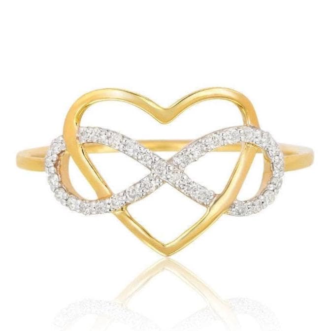 Infinity Heart Diamond Ring, 14k Solid Gold, Natural Diamonds, Proposal Love Ring, , Everyday Jewelry Gift For Her