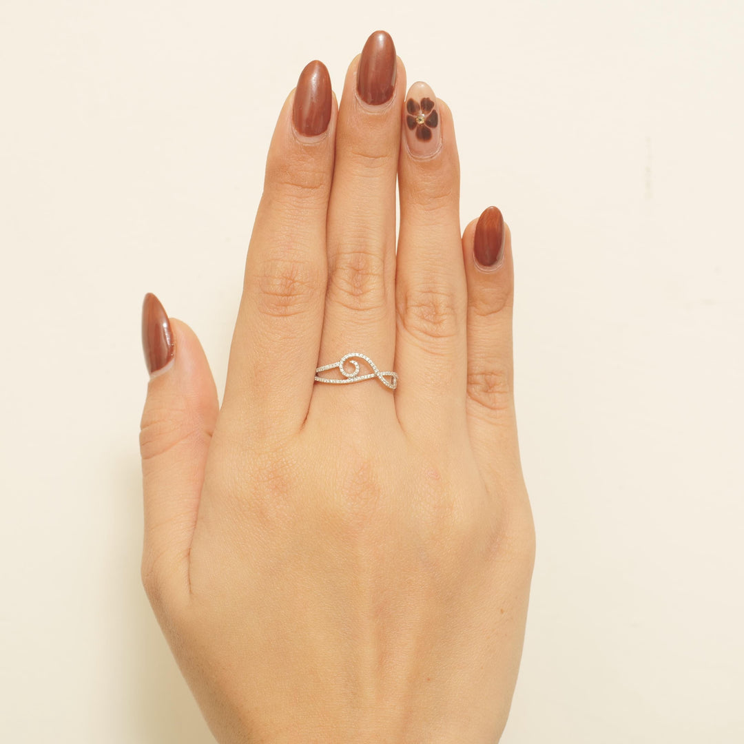 Infinity Loop Diamond Ring, 14k Solid Gold, Natural Diamonds, Stackable Band Ring, Everyday Minimalist Jewelry