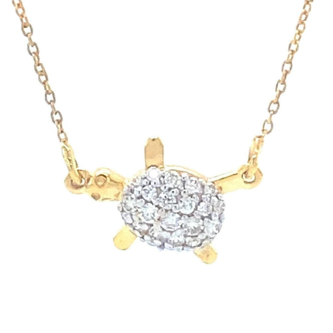 Diamond Turtle Pendant Necklace, 14k Solid Gold, Natural Diamonds, , Good Luck Charm Necklace, Animal Jewelry Gift For Her