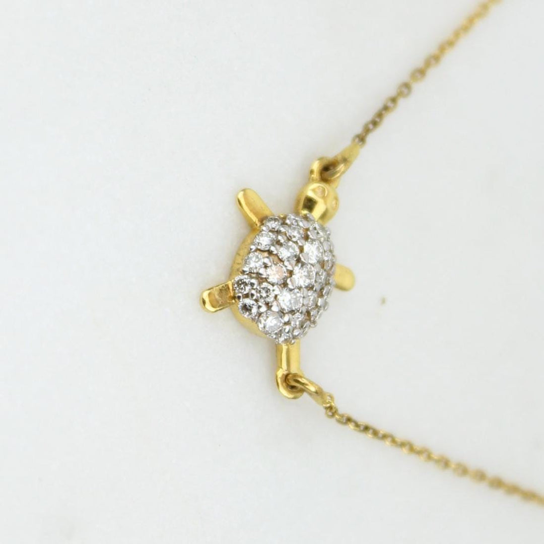 Diamond Turtle Pendant Necklace, 14k Solid Gold, Natural Diamonds, , Good Luck Charm Necklace, Animal Jewelry Gift For Her