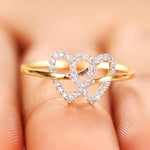 Load image into Gallery viewer, Double Heart Diamond Ring, 14k Solid Gold, Natural Diamonds, Proposal Ring, , Everyday Jewelry Gift For Her
