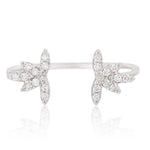 Load image into Gallery viewer, Center Open Diamond Cuff Ring, 14k Solid Gold, Natural Diamonds, , Everyday Floral Jewelry Gift For Her
