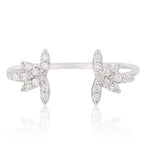 Load image into Gallery viewer, Center Open Diamond Cuff Ring, 14k Solid Gold, Natural Diamonds, , Everyday Floral Jewelry Gift For Her
