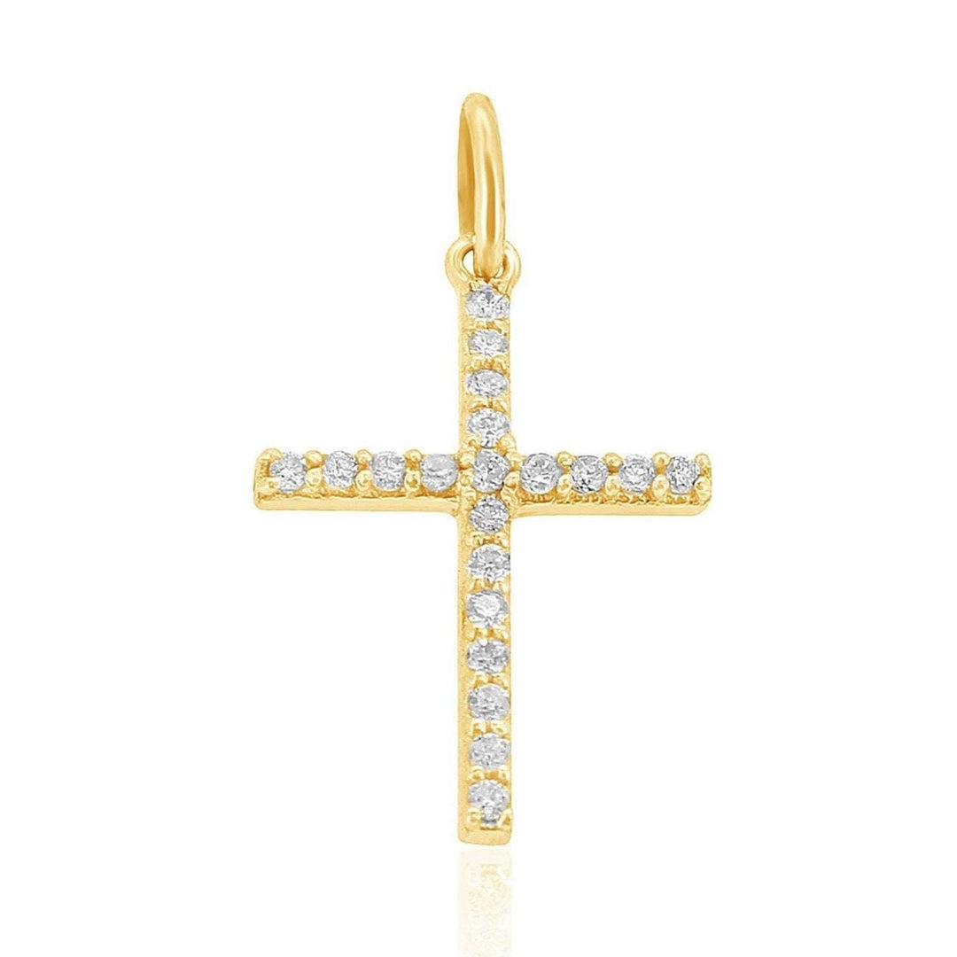 Cross Diamond Charm Pendant, 14k Solid Gold, Natural Diamonds, Baptism Gift for Her, Religious Protective Necklace, Communion Cross Bracelet