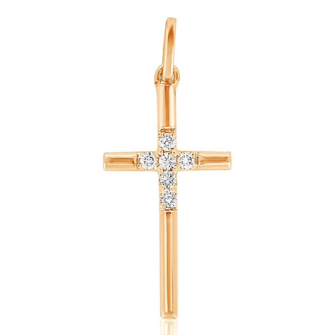 Cross Diamond Pendant in 14k Solid Gold, Natural Diamond Cross Necklace with Adjustable Chain, Religious Jewelry, Gift For Her
