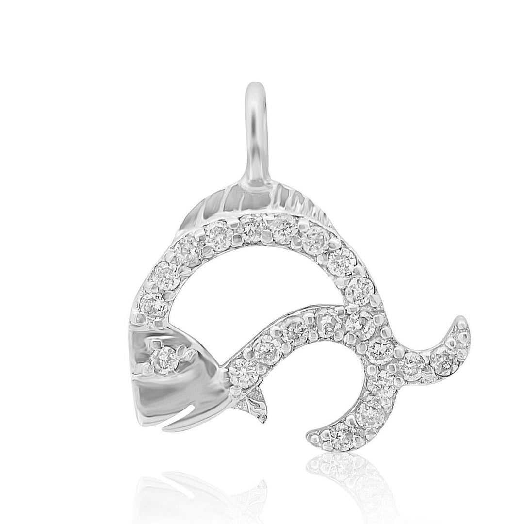 Fish Diamond Charm Pendant, 14k Solid Gold, Natural Diamonds, Animal Jewelry, Dainty Charm Necklace, Ready To Ship