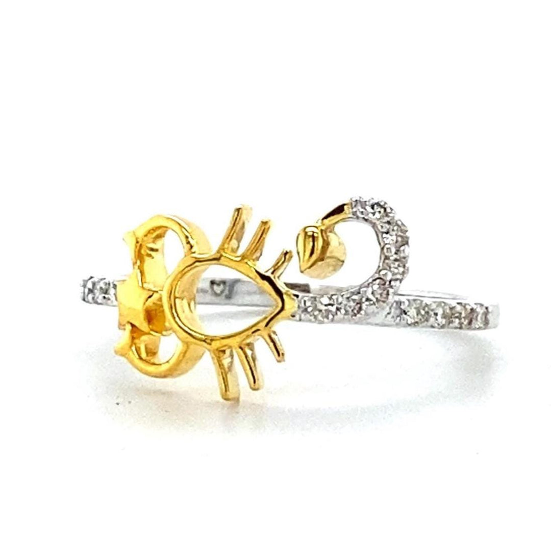 Scorpio Diamond Ring, Zodiac Animal Ring, Horoscope Jewelry, 14k Solid Gold, Natural Diamonds, Gift For Her