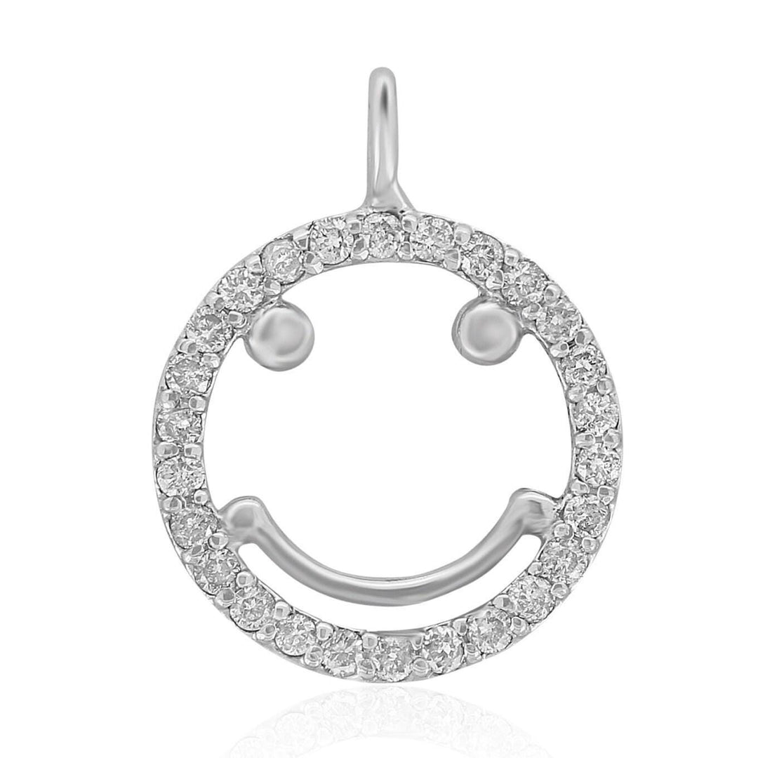 Smiley Diamond Charm Pendant, Emoji Charm, 14k Solid Gold, Natural Diamonds, , Everyday Jewelry Gift For Her