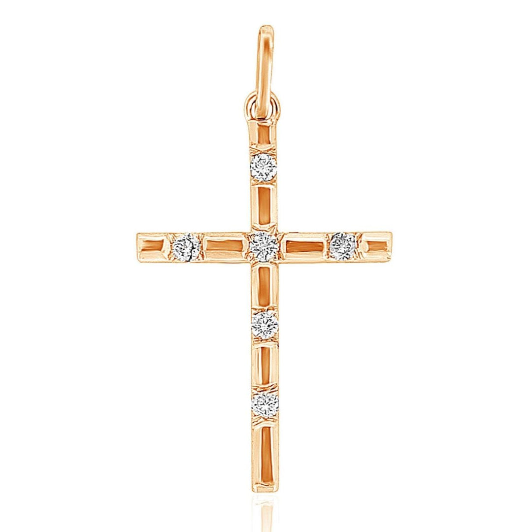 Cross Diamond Pendant, 14k Solid Gold, Natural Diamonds, Religious Jewelry, Gift For Her