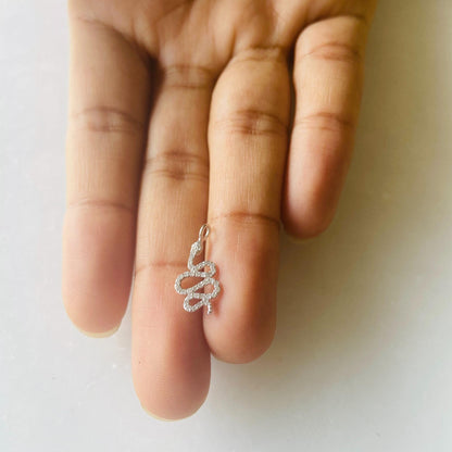 Snake Diamond Charm Pendant, 14K Solid Gold, Natural Diamonds, Stackable Serpent Necklace, Animal Bracelet, Gothic Jewelry, Gift for her