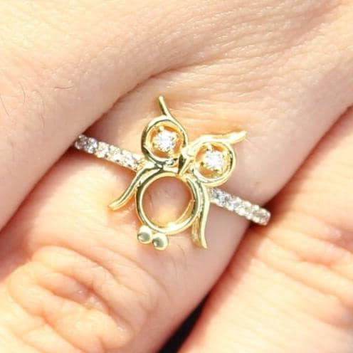Owl Diamond Ring, 14k Solid Gold, Everyday Ring, Natural Diamonds, Animal Jewelry, Gift For Her