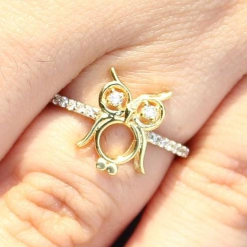 Owl Diamond Ring, 14k Solid Gold, Everyday Ring, Natural Diamonds, Animal Jewelry, Gift For Her